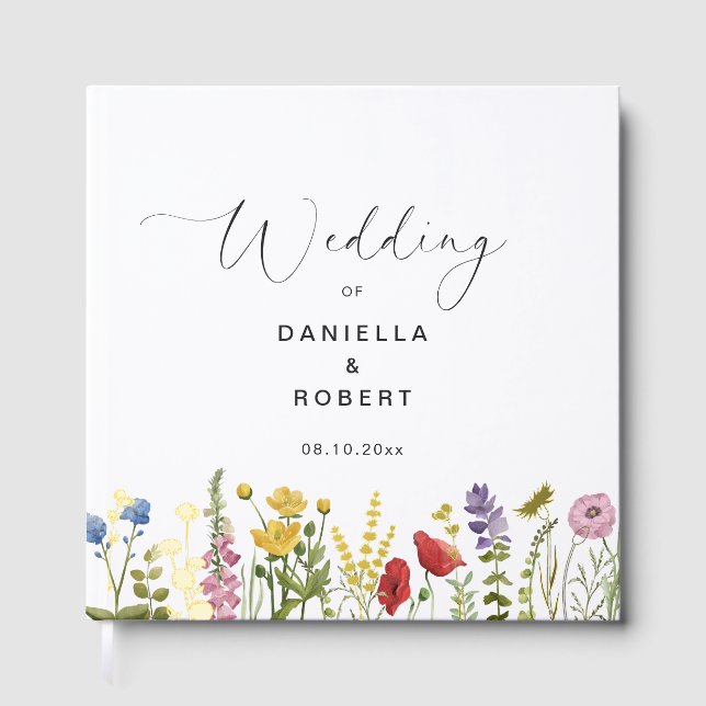 Simple Elegant Wildflower Wedding  Guest Book (Front)