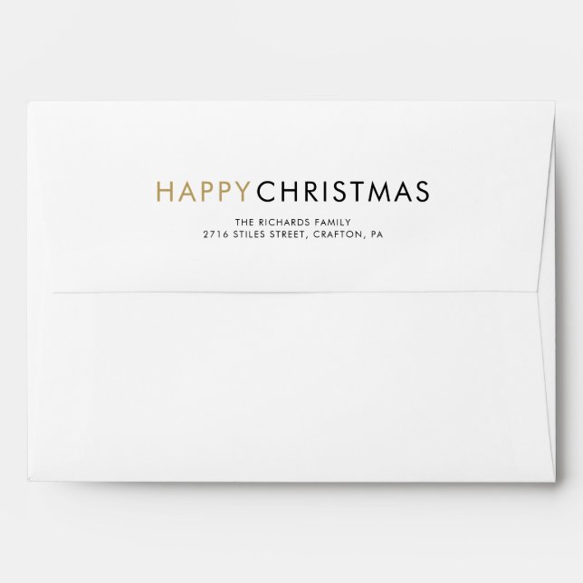 Simple Elegant Winter  Snowflakes Happy Christmas Envelope (Back (Top Flap))