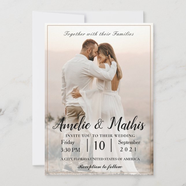 Simple Elegant with photo Wedding Invitations (Front)