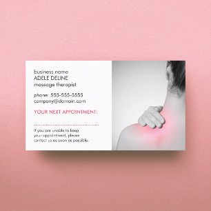 Simple Elegant Women Back Massage Appointment Card