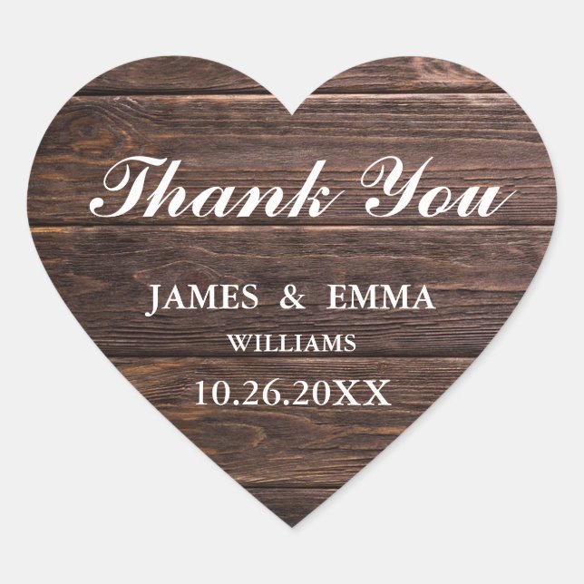 Simple Elegant Woodsy Wedding Thank You Stickers (Front)