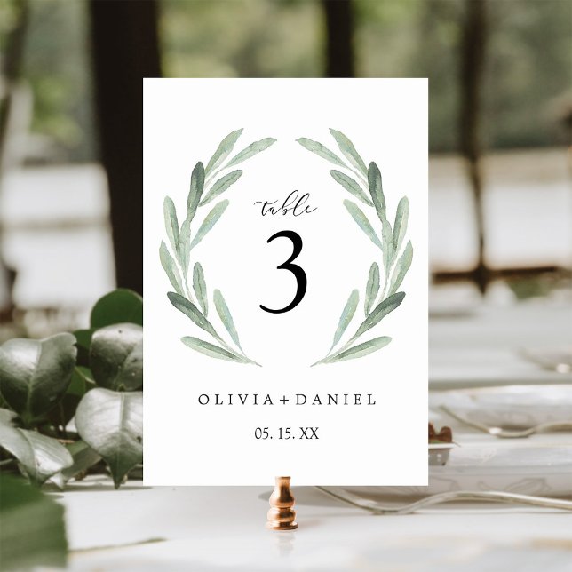 Simple Elegant Wreath Greenery Wedding Table Table Number (Creator Uploaded)