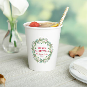 Simple Elegant Wreath Modern Christmas Paper Cups