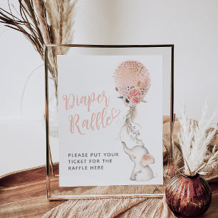 Simple Elephant & Balloon Baby Shower Card gift Poster