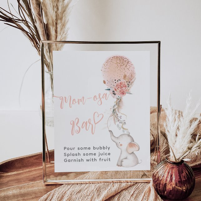 Simple Elephant & Balloon Baby Shower momosa bar Poster (Creator Uploaded)
