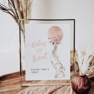 Simple Elephant & Balloon Baby Shower sweet treat Poster