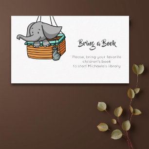 Simple Elephant Basket Bring a Book Enclosure Card