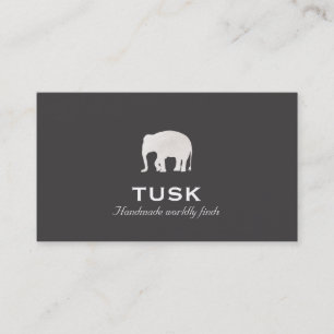 Simple Elephant Black Business Card