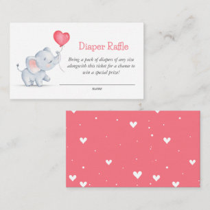 Simple Elephant & Heart Balloon Diaper Raffle Enclosure Card