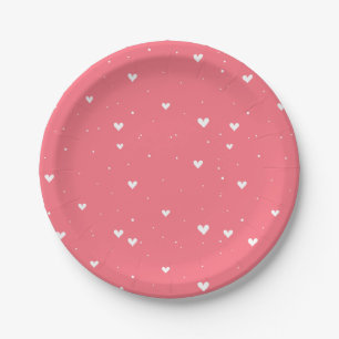 Simple Elephant & Red Heart Balloon Baby Shower Paper Plate