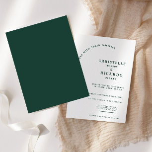 Simple Emerald green minimalist wedding invitation