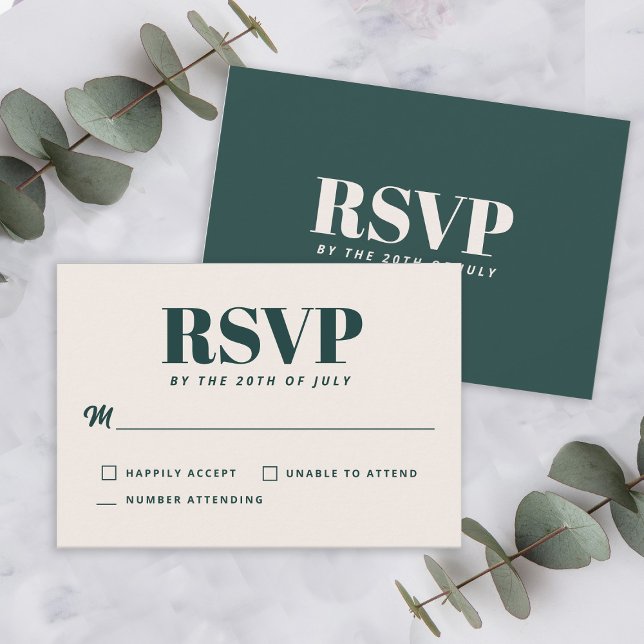 Simple Emerald Green Modern Minimalist RSVP Card (Creator Uploaded)