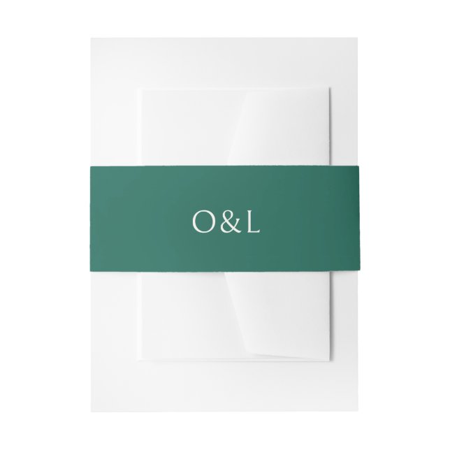 Simple Emerald Green Modern Wedding Invitation Belly Band (Front Example)