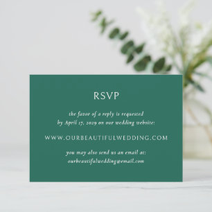 Simple Emerald Green Modern Wedding RSVP Card