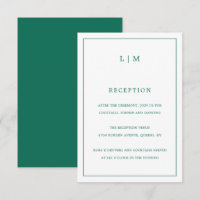 Simple Emerald Green Monogram Elegant Wedding