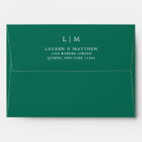 Simple Emerald Green Monogram Elegant Wedding