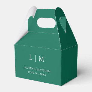 Simple Emerald Green Monogram Elegant Wedding Favour Box