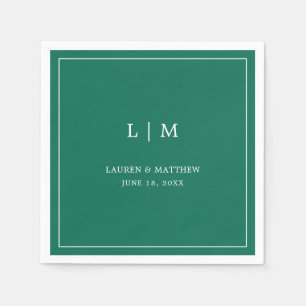 Simple Emerald Green Monogram Elegant Wedding Napkin