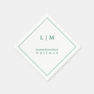 Simple Emerald Green Monogram Elegant Wedding Napkin