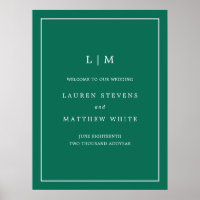 Simple Emerald Green Monogram Elegant Wedding