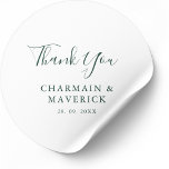 Simple Emerald Green Text Wedding Classic Round Sticker<br><div class="desc">Elevate your wedding stationery with this elegant Simple Emerald Green Text Wedding Classic Round Sticker. Featuring a timeless design, this sticker showcases rich emerald green text on a clean, minimalist background, making it the perfect finishing touch for invitations, envelopes, party favours, or thank you notes. Its classic round shape adds...</div>