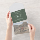 Simple Emerald Green Trendy Photo Wedding All In One Invitation<br><div class="desc">Simple Emerald Green Trendy Photo Wedding All in One Invitation</div>