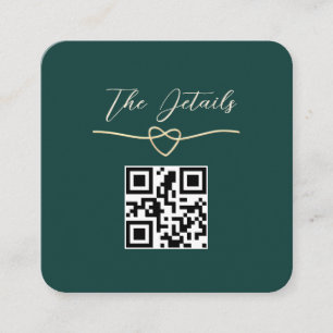 Simple Emerald Green Wedding QR code Details Enclosure Card