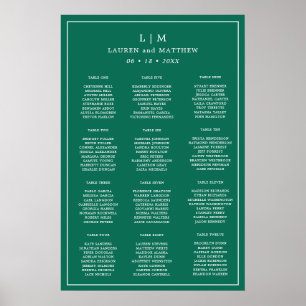 Simple Emerald Green Wedding Seating Chart
