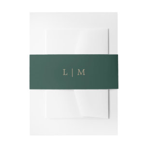 Simple Emerald Monogram Minimal Elegant Wedding Invitation Belly Band