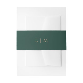 Simple Emerald Monogram Minimal Elegant Wedding Invitation Belly Band
