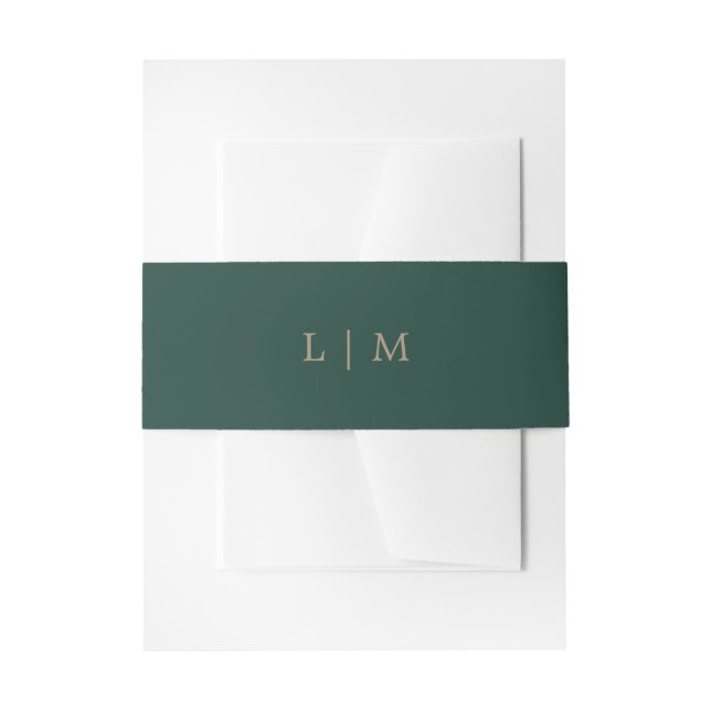 Simple Emerald Monogram Minimal Elegant Wedding Invitation Belly Band (Front Example)