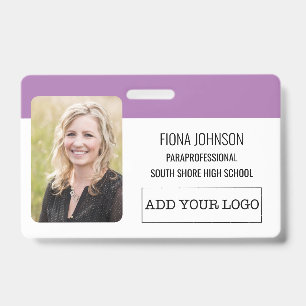 Simple Employee Logo Photo Barcode ID Badge