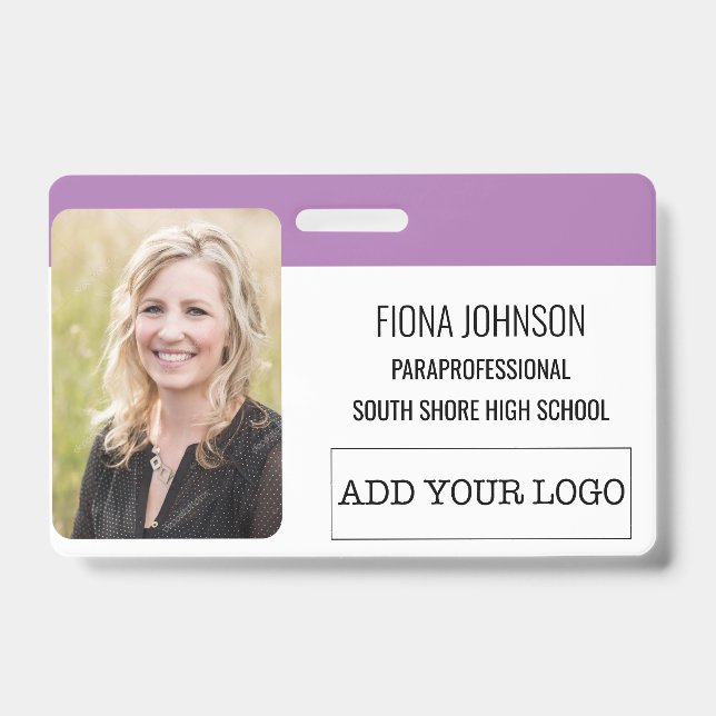Simple Employee Logo Photo Barcode ID Badge (Front)