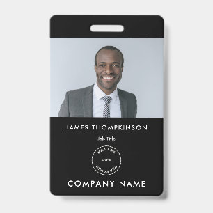 Simple Employee Photo ID Name Logo Black Badge