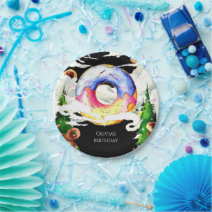 Simple Enchanted Donut Birthday Paper Plate