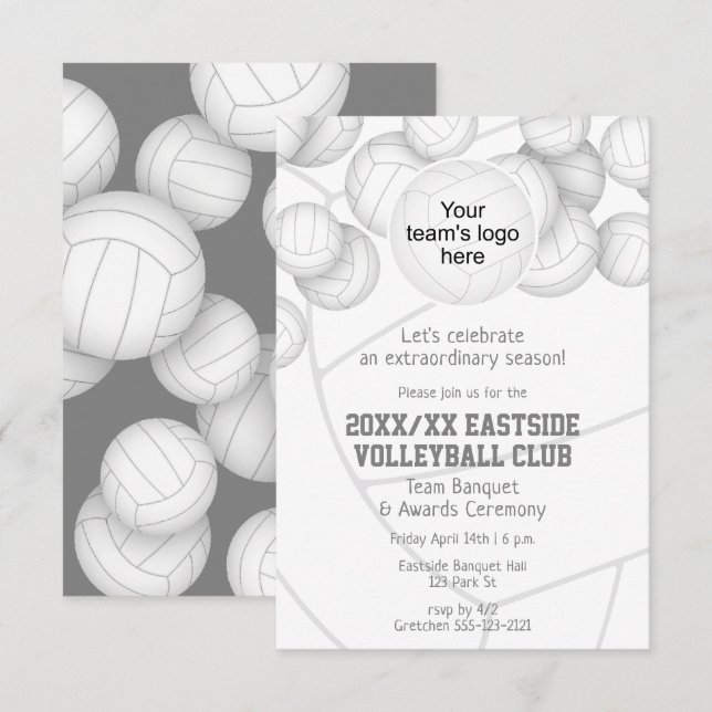 simple end of season volleyball awards banquet invitation (Front/Back)