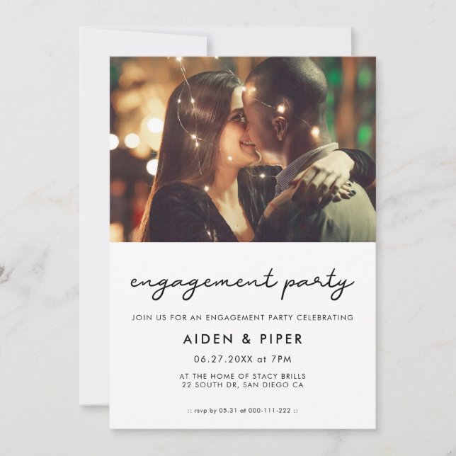 Simple engagement party photo invitation (Front)