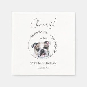 Simple English Bulldog Dog Wedding Cocktail  Napkin