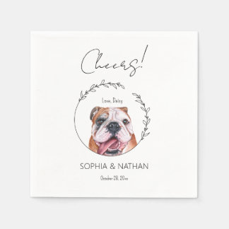Simple English Bulldog Dog Wedding Cocktail Napkin