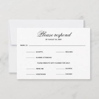 Simple Entree Four Choice - RSVP card