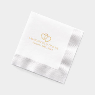 Simple Entwined Hearts Couple Names Date R Foil Napkins
