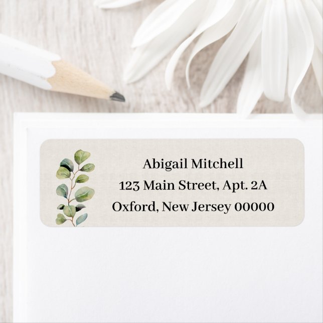 Simple Eucalyptus Branch Return Address Label (Insitu)