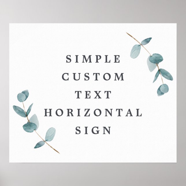 Simple Eucalyptus Branches Custom Text 20x24 Sign (Front)