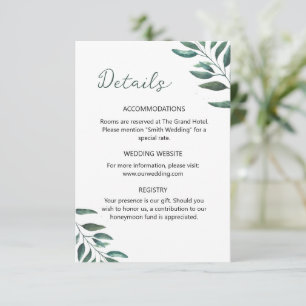Simple Eucalyptus Enclosure Information Card