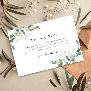 Simple Eucalyptus Graduation Thank You Card