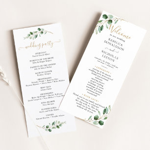 Simple Eucalyptus Greenery Ceremony Program Menu