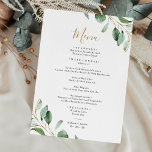 Simple Eucalyptus Greenery Elegant Wedding Menu<br><div class="desc">Designed to coordinate with our Moody Greenery wedding collection,  this customisable Menu Template features a gold geometric frame accented with watercolor eucalyptus greenery branches,  with gold and grey text. To make advanced changes,  please select "Click to customise further" option under Personalise this template.</div>