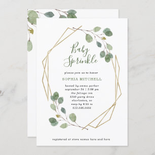Simple Eucalyptus Greenery Geometric Baby Sprinkle Invitation