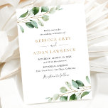 Simple Eucalyptus Greenery Gold Two-in-One Wedding Invitation<br><div class="desc">This simple and elegant Wedding Invitation features beautiful moody watercolor eucalyptus leaf branches & has been paired with a whimsical calligraphy and a classy serif font in gold and grey. To make advanced changes,  please go select "Click to customise further" option under Personalise this template.</div>