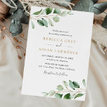 Simple Eucalyptus Greenery Gold Wedding Invitation<br><div class="desc">This simple and elegant Wedding Invitation features beautiful moody watercolor eucalyptus leaf branches & has been paired with a whimsical calligraphy and a classy serif font in gold and grey. To make advanced changes,  please go select "Click to customise further" option under Personalise this template.</div>